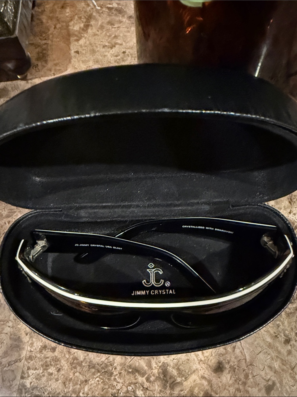 Black Swarovski Crystal-Trim Shield Sunglasses - Picture 10 of 14